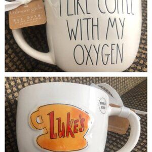 NWT Rae Dunn Gilmore Girls Luke’s Diner Mug Double Sided “Oxygen” Coffee Mug